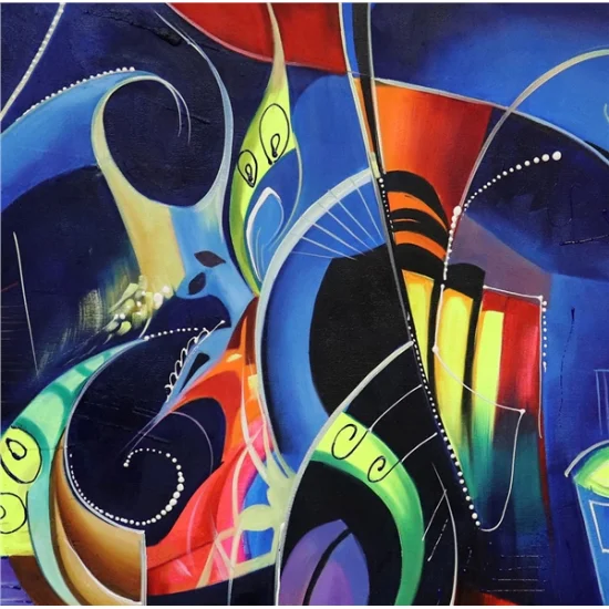 Abstract Night Blue Oil Painting