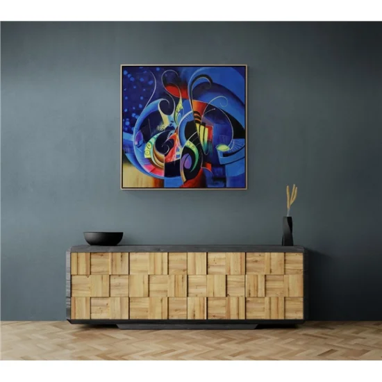 Abstract Night Blue Oil Painting