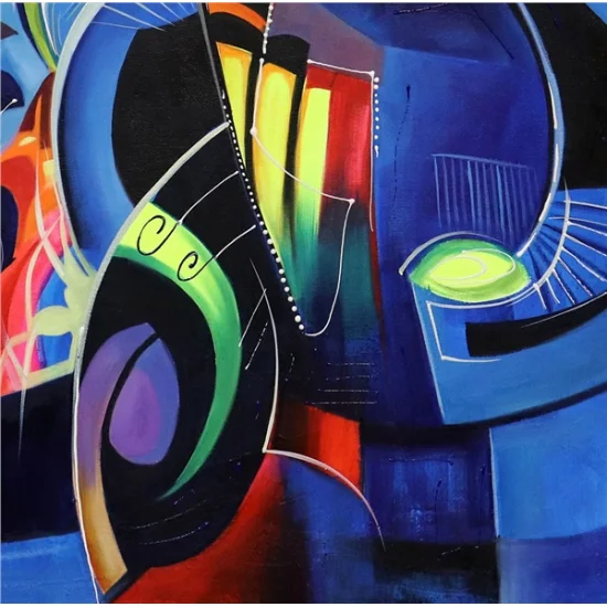 Abstract Night Blue Oil Painting