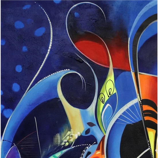 Abstract Night Blue Oil Painting