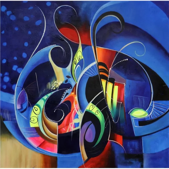 Abstract Night Blue Oil Painting