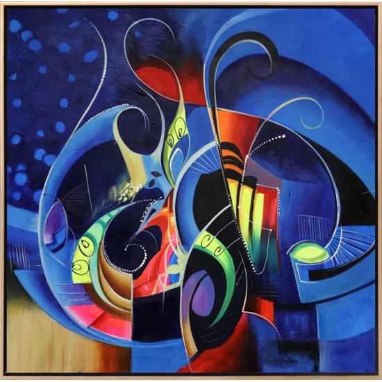 Abstract Night Blue Oil Painting