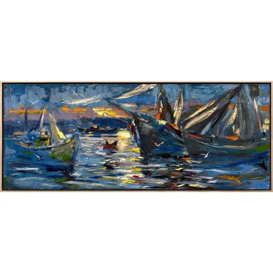 Boğazdaki Balıkçı Tekneleri Yağlı Boya Tablosu