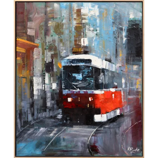 Tram Line Oil Painting