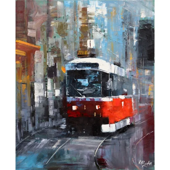 Tram Line Oil Painting