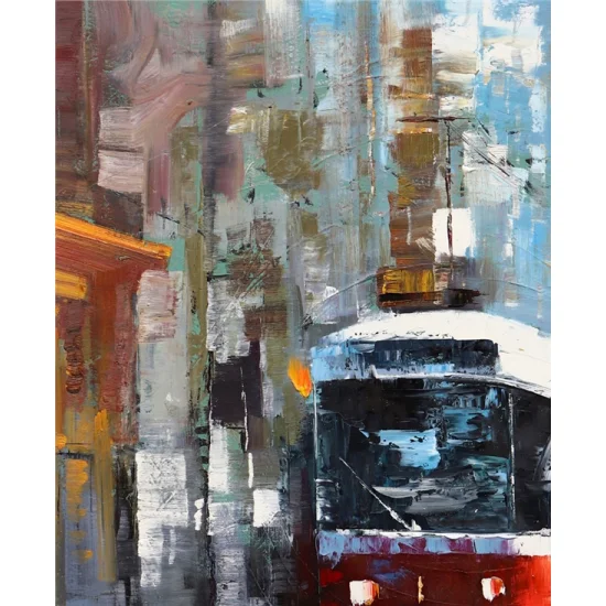 Tram Line Oil Painting