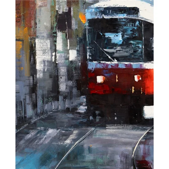 Tram Line Oil Painting