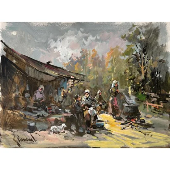 Yaylada İmece Yağlı Boya Tablosu