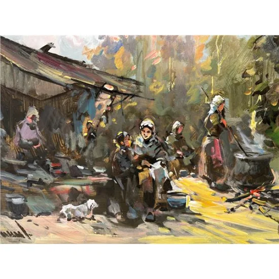 Yaylada İmece Yağlı Boya Tablosu