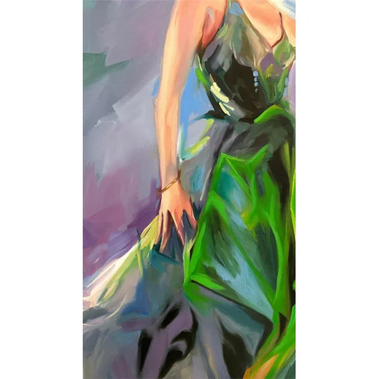 Yeşilli Kadın Yağlı Boya Tablosu