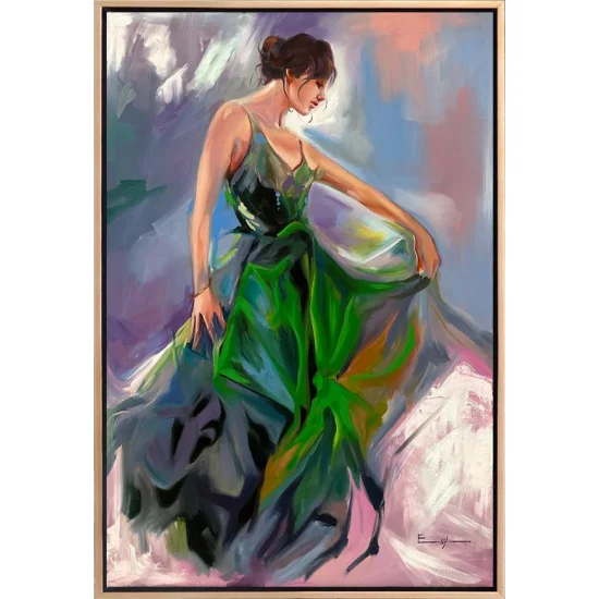 Yeşilli Kadın Yağlı Boya Tablosu