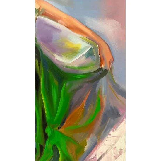 Yeşilli Kadın Yağlı Boya Tablosu