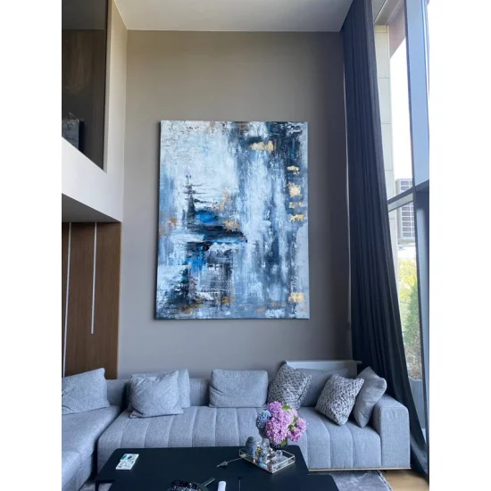 Gri Siparişe Özel Soyut Yağlı Boya Tablo