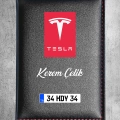 Kişiye Özel Tesla Logolu Termo Deri Ruhsat Kabı