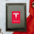 Tesla Logolu Termo Deri Ruhsat Kabı
