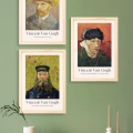 Vincent Van Gogh Doğal Ahşap Çerçeveli Üçlü Tablo