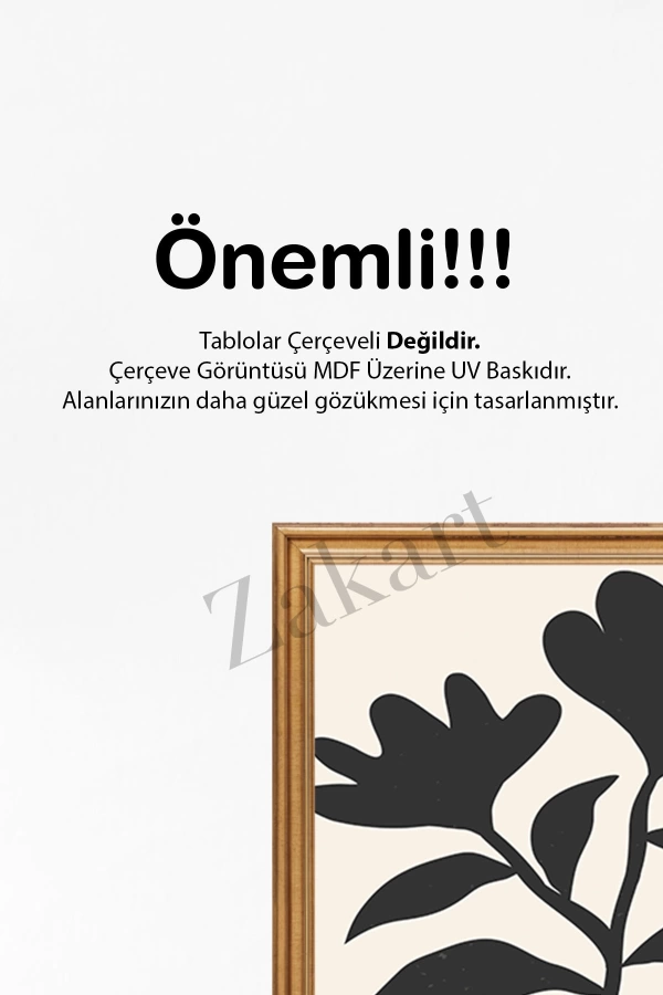 Soyut 3 Parça Çerçeve Görünümlü Mdf Tablo Seti