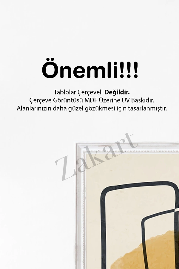 Soyut 3 Parça Çerçeve Görünümlü Mdf Tablo Seti