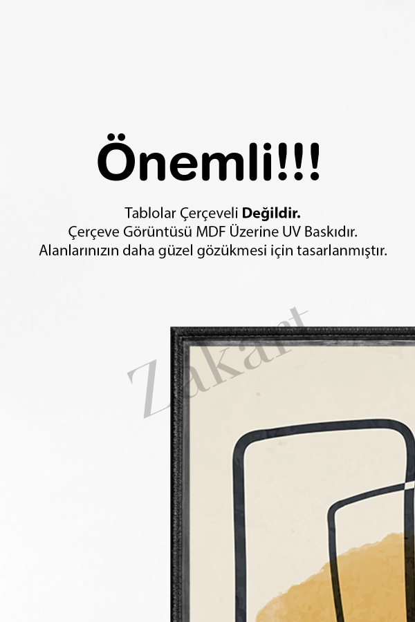 Soyut 3 Parça Çerçeve Görünümlü Mdf Tablo Seti