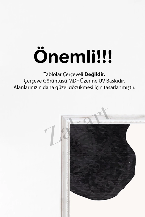 Soyut 3 Parça Çerçeve Görünümlü Mdf Tablo Seti