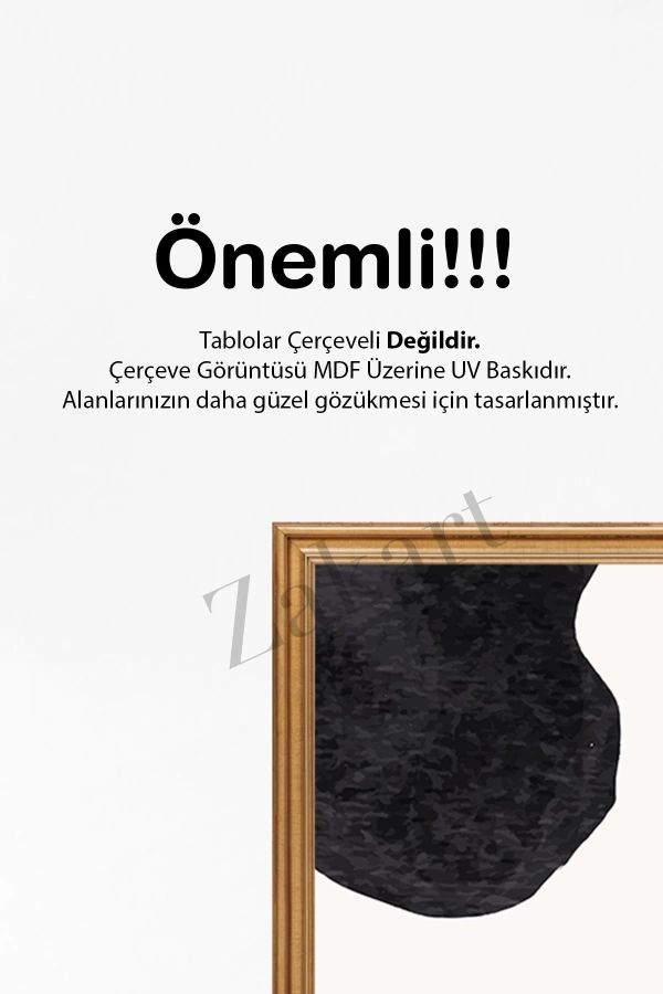 Soyut 3 Parça Çerçeve Görünümlü Mdf Tablo Seti