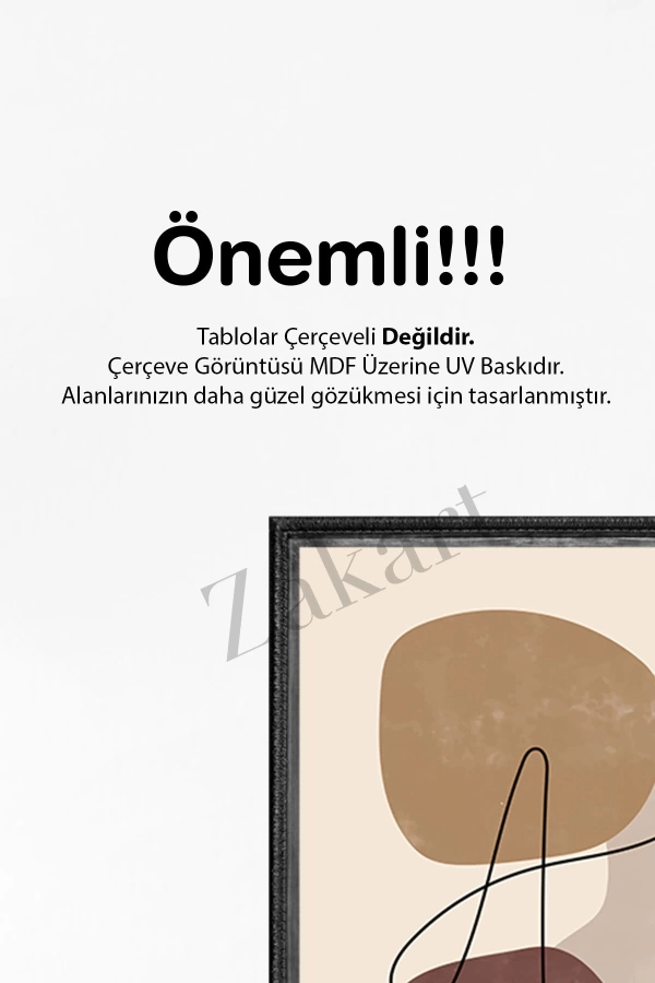 Soyut 3 Parça Çerçeve Görünümlü Mdf Tablo Seti