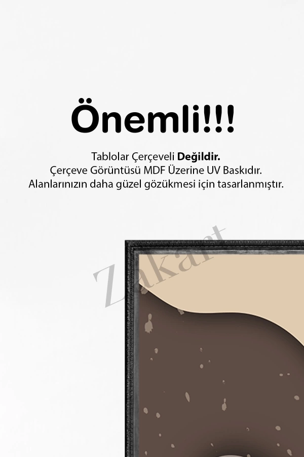 Soyut 3 Parça Çerçeve Görünümlü Mdf Tablo Seti