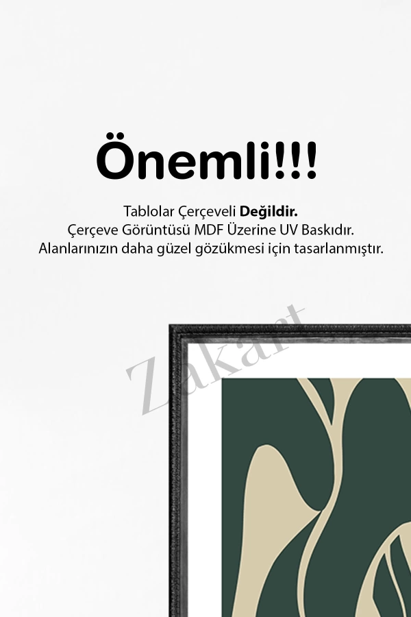 Soyut 3 Parça Çerçeve Görünümlü Mdf Tablo Seti