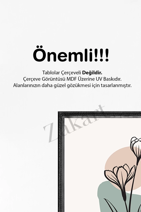 Soyut 3 Parça Çerçeve Görünümlü Mdf Tablo Seti