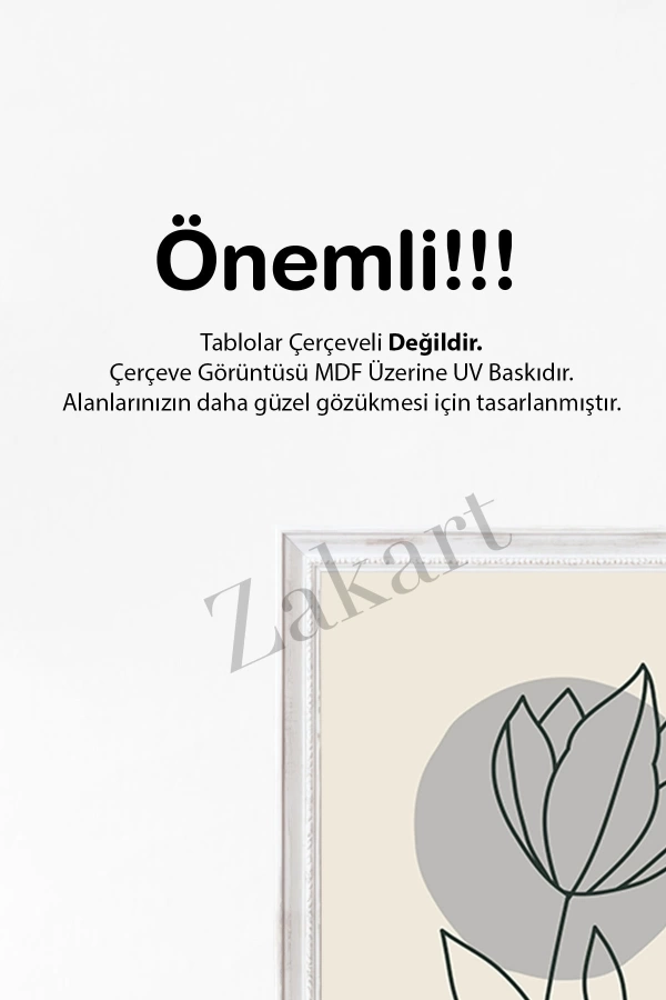 Soyut 3 Parça Çerçeve Görünümlü Mdf Tablo Seti