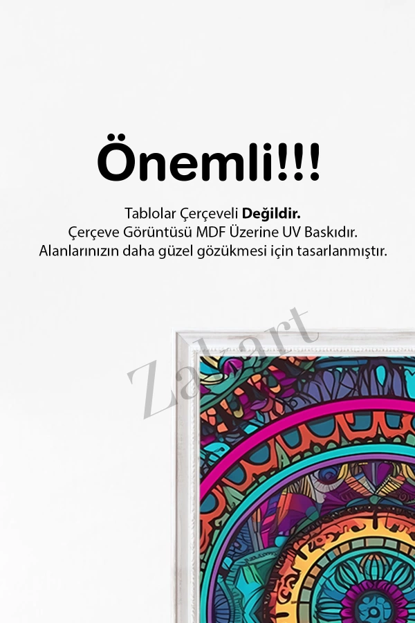 Soyut 3 Parça Çerçeve Görünümlü Mdf Tablo Seti