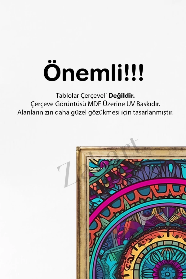 Soyut 3 Parça Çerçeve Görünümlü Mdf Tablo Seti