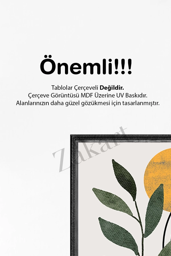 Soyut 3 Parça Çerçeve Görünümlü Mdf Tablo Seti