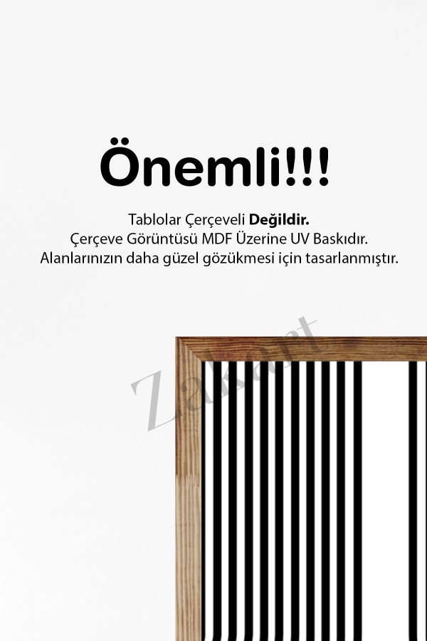 Soyut 3 Parça Çerçeve Görünümlü Mdf Tablo Seti