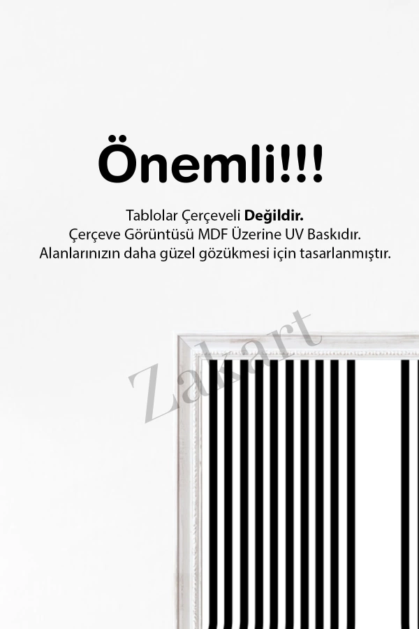 Soyut 3 Parça Çerçeve Görünümlü Mdf Tablo Seti