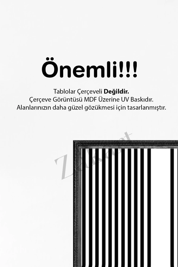 Soyut 3 Parça Çerçeve Görünümlü Mdf Tablo Seti