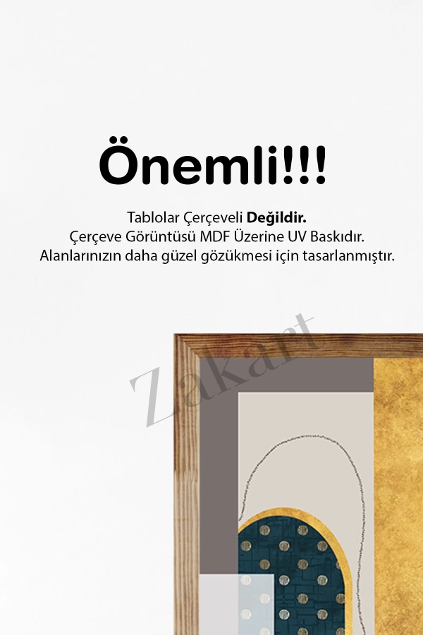 Soyut 3 Parça Çerçeve Görünümlü Mdf Tablo Seti