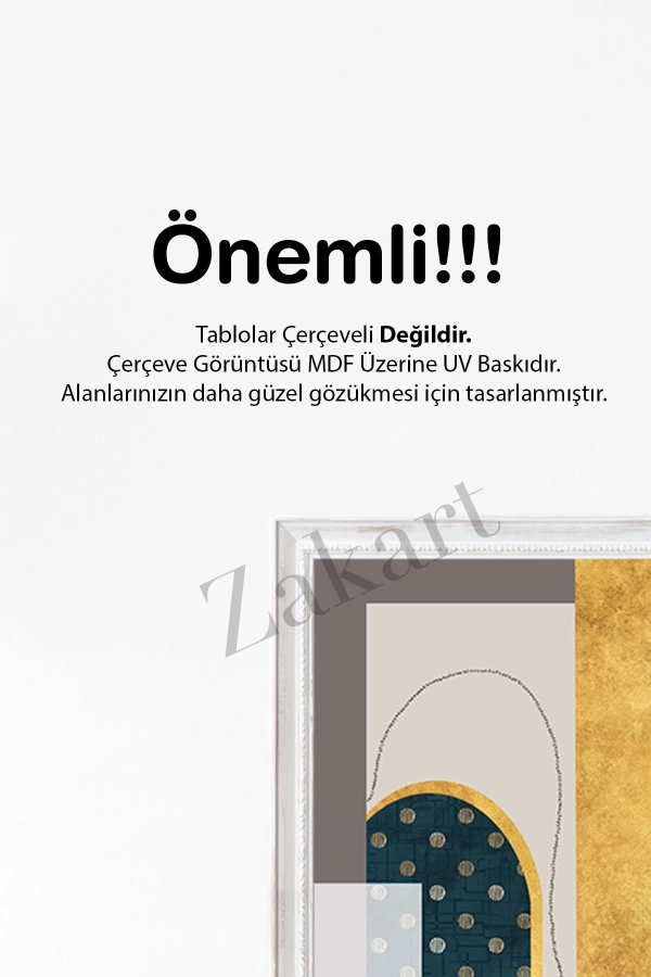 Soyut 3 Parça Çerçeve Görünümlü Mdf Tablo Seti