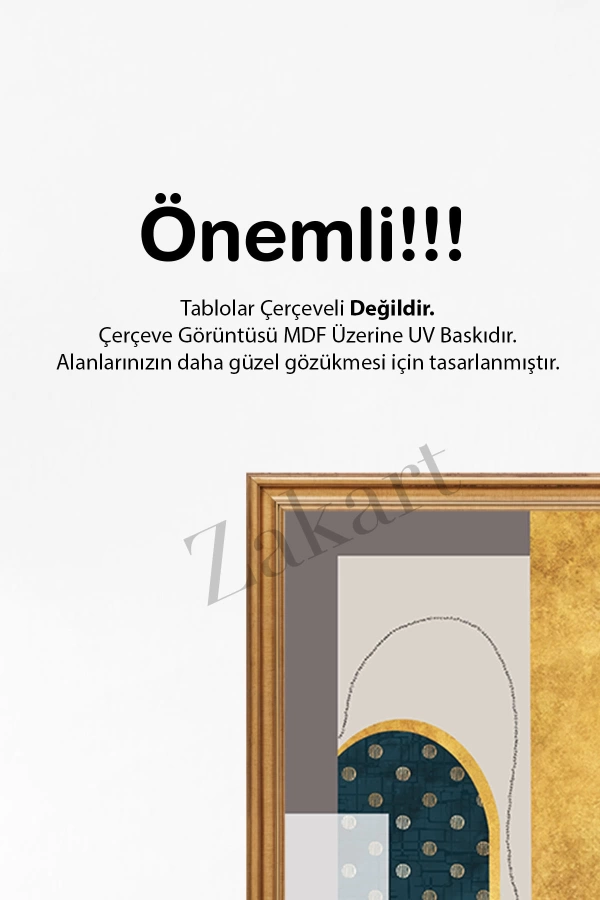 Soyut 3 Parça Çerçeve Görünümlü Mdf Tablo Seti