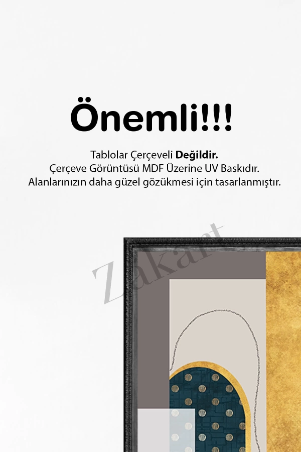 Soyut 3 Parça Çerçeve Görünümlü Mdf Tablo Seti