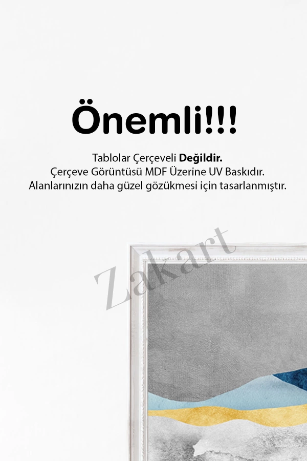 Soyut 3 Parça Çerçeve Görünümlü Mdf Tablo Seti