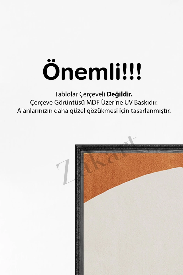 Soyut 3 Parça Çerçeve Görünümlü Mdf Tablo Seti