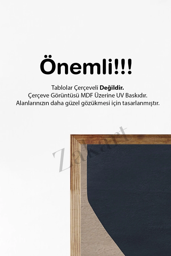 Soyut 3 Parça Çerçeve Görünümlü Mdf Tablo Seti