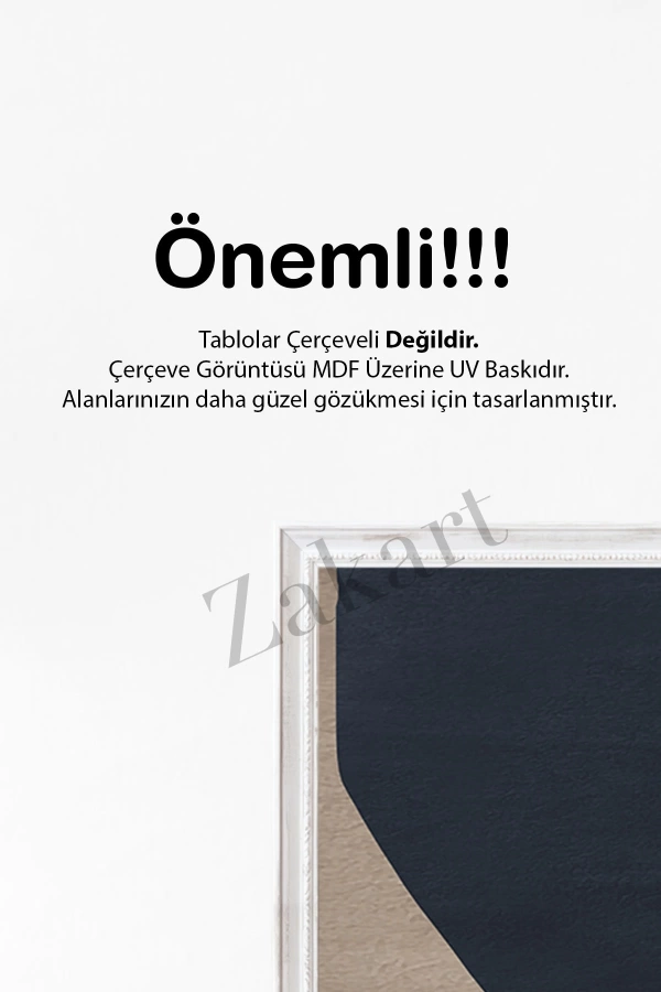 Soyut 3 Parça Çerçeve Görünümlü Mdf Tablo Seti