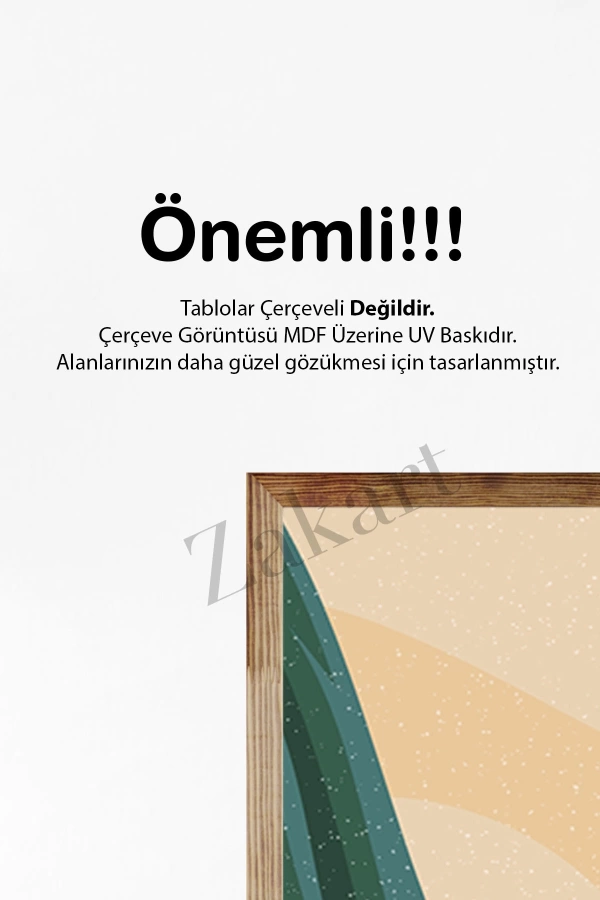 Soyut 3 Parça Çerçeve Görünümlü Mdf Tablo Seti