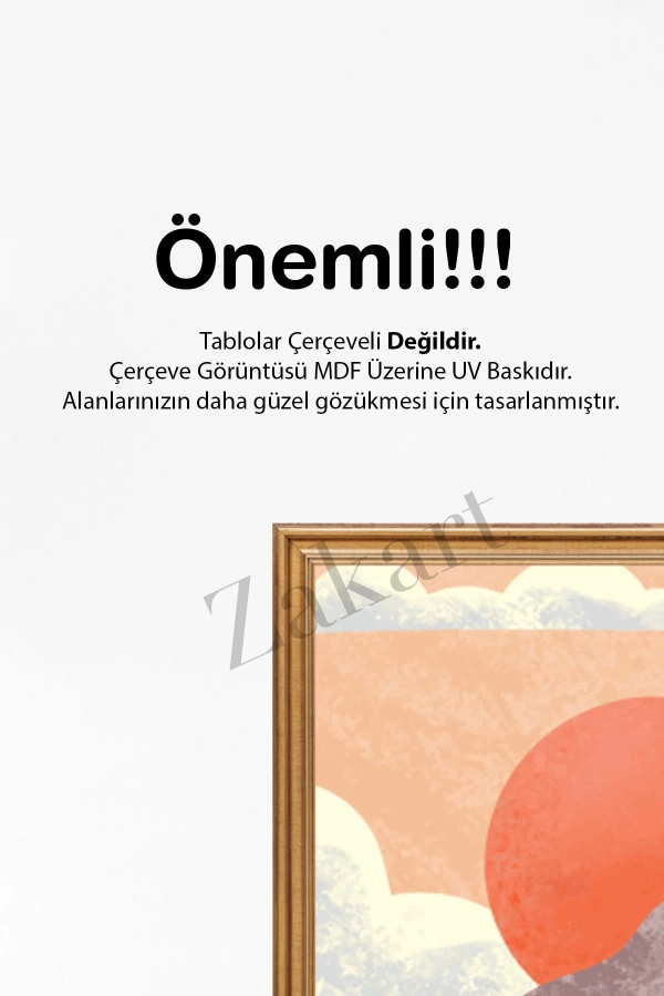 Soyut 3 Parça Çerçeve Görünümlü Mdf Tablo Seti