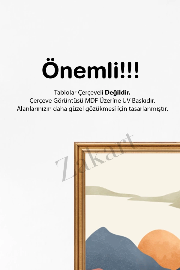 Soyut 3 Parça Çerçeve Görünümlü Mdf Tablo Seti