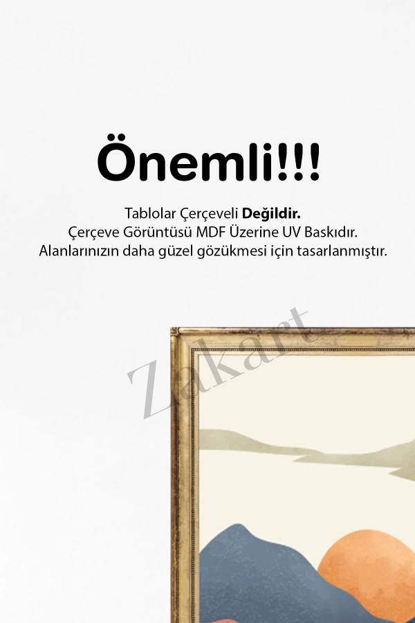 Soyut 3 Parça Çerçeve Görünümlü Mdf Tablo Seti