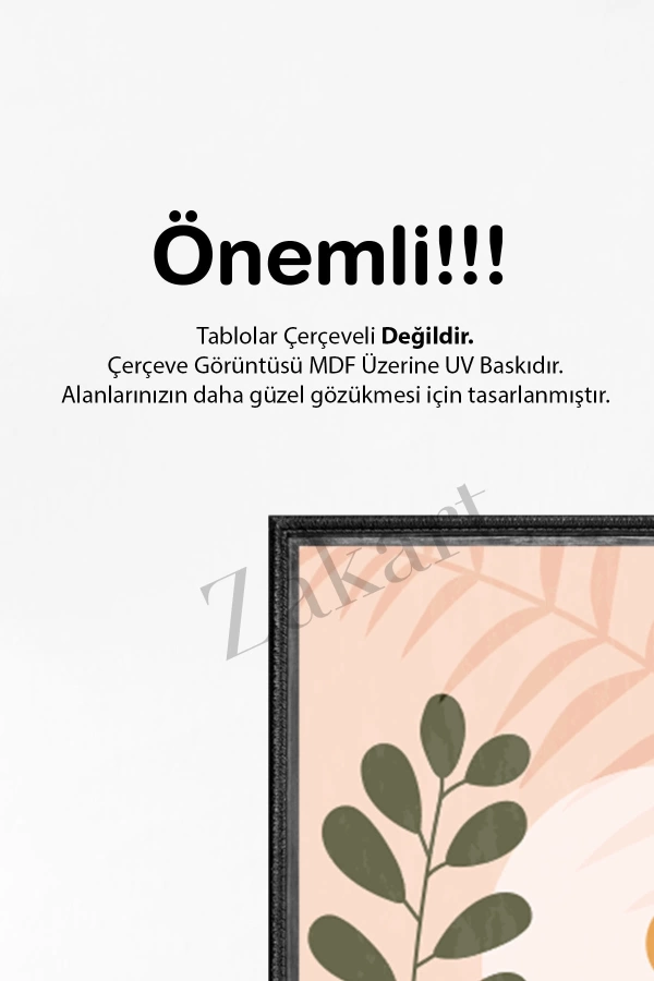 Soyut 3 Parça Çerçeve Görünümlü Mdf Tablo Seti