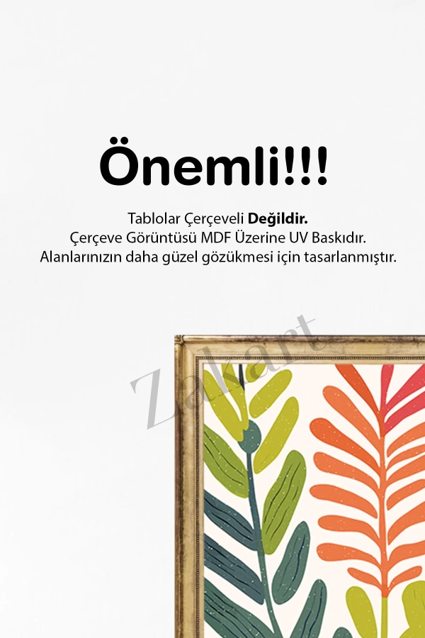 Soyut 3 Parça Çerçeve Görünümlü Mdf Tablo Seti